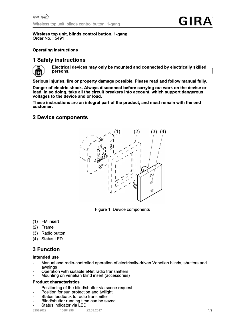 Page 1 de la notice Manuel utilisateur Gira 549103