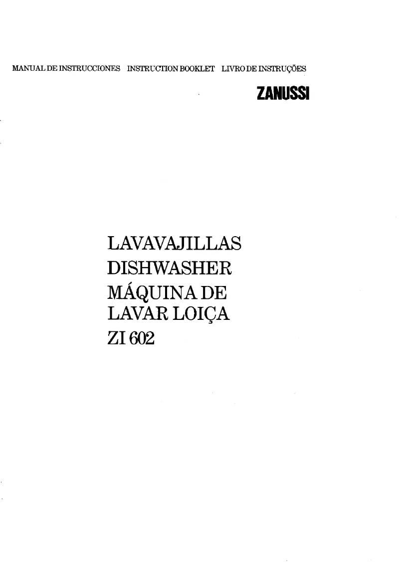 Page n°1 - Manuel utilisateur Zanussi ZI602