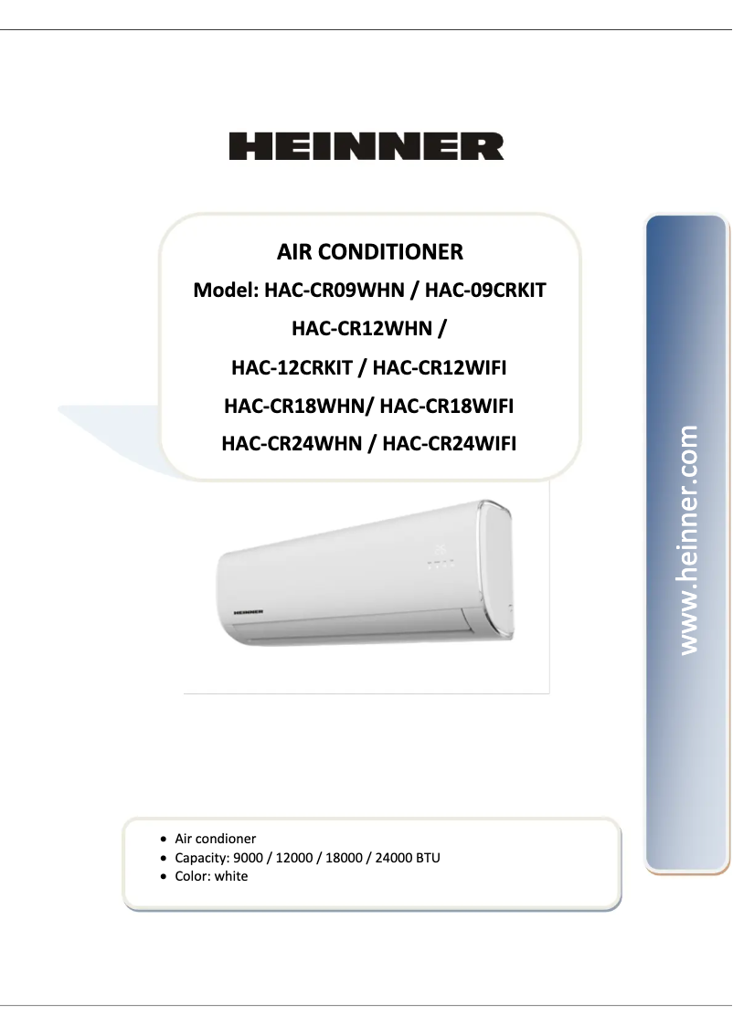Image de la première page du manuel de l'appareil HAC-CR12WIFI
