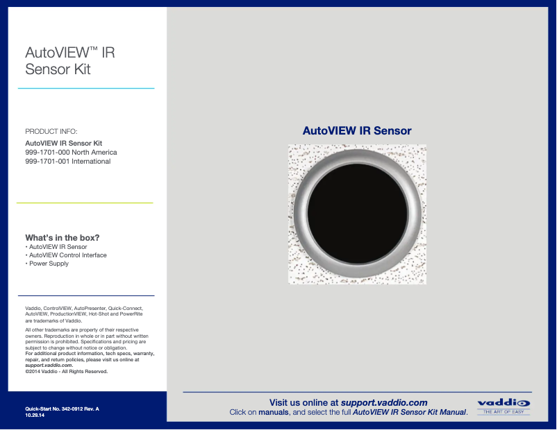 Page 1 de la notice Manuel utilisateur Vaddio AutoVIEW IR