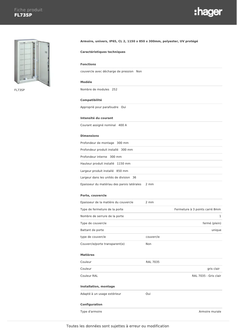 Image de la première page du manuel de l'appareil FL73SP