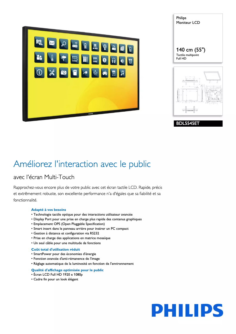 Page n°1 - Fiche technique Philips BDL5545ET