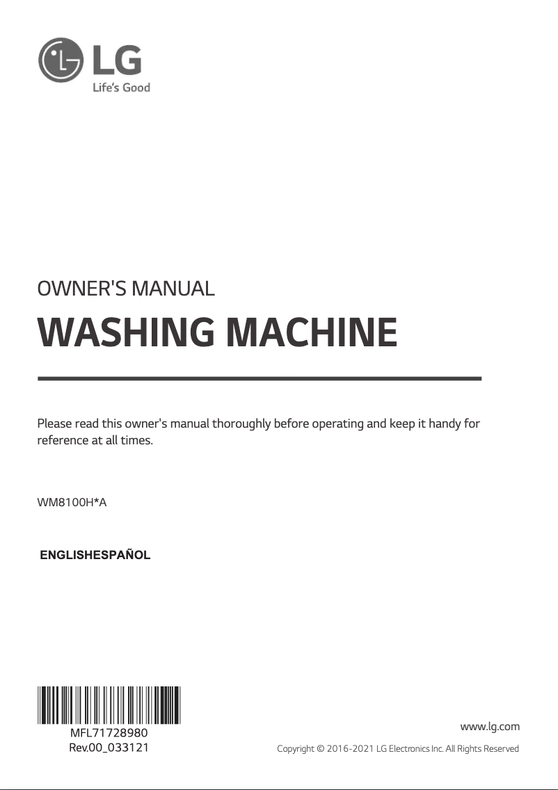 Página 1 del manual Manual de usuario LG WM8100HVA