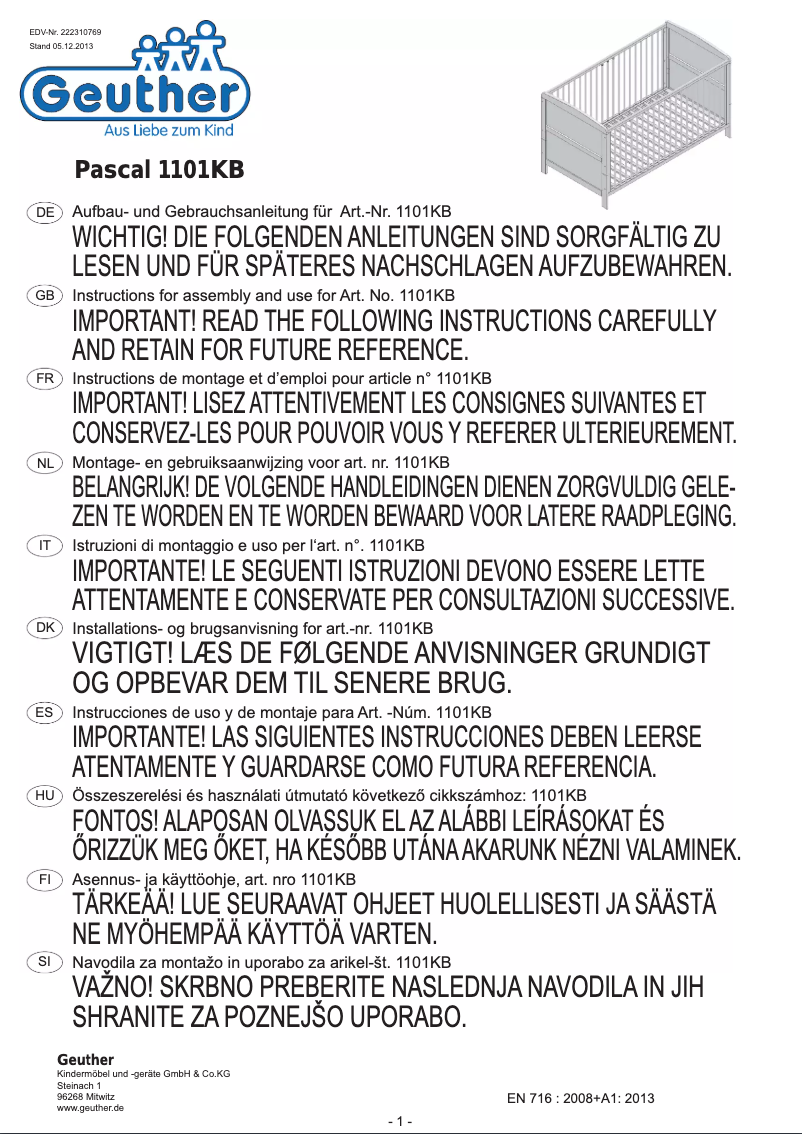 Image de la première page du manuel de l'appareil Pascal