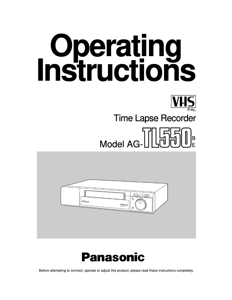 Page 1 de la notice Manuel utilisateur Panasonic AG-TL550