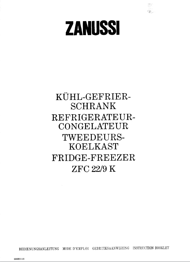 Image de la première page du manuel de l'appareil ZFC 22/9k