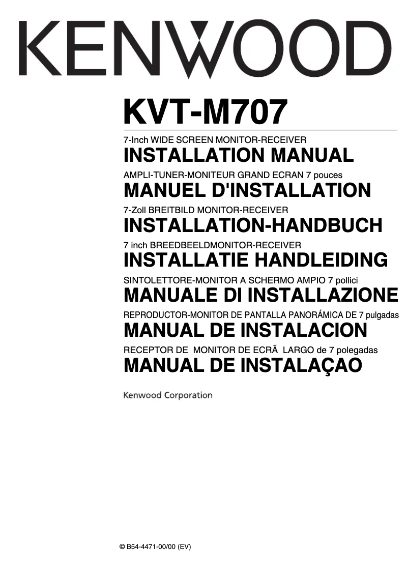 Page n°1 - Manuel utilisateur Kenwood KVT-M707
