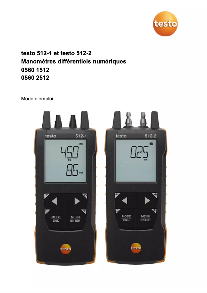 Page 1 de la notice Manuel utilisateur Testo 512-2