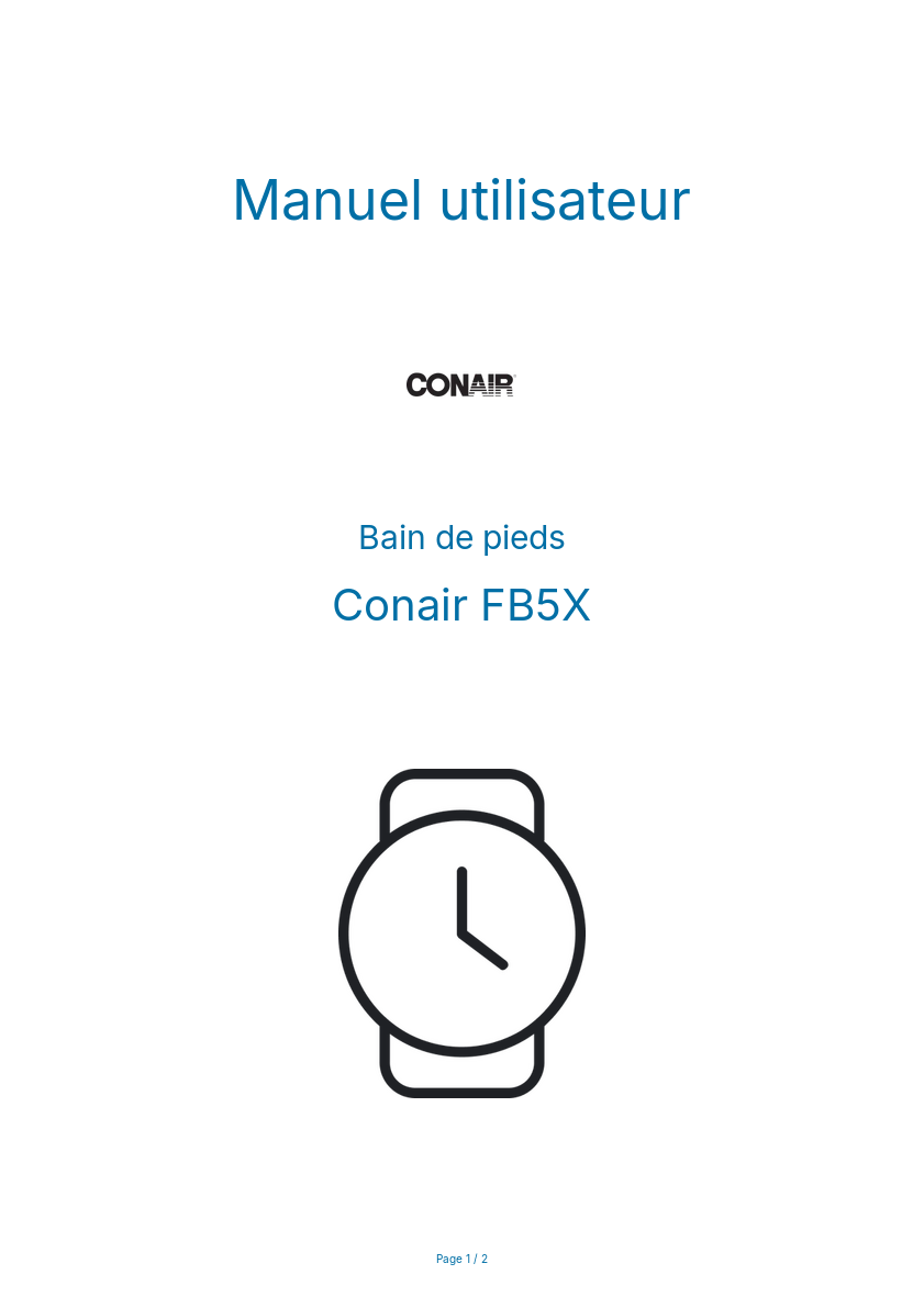 Page n°1 - Manuel utilisateur Conair FB5X