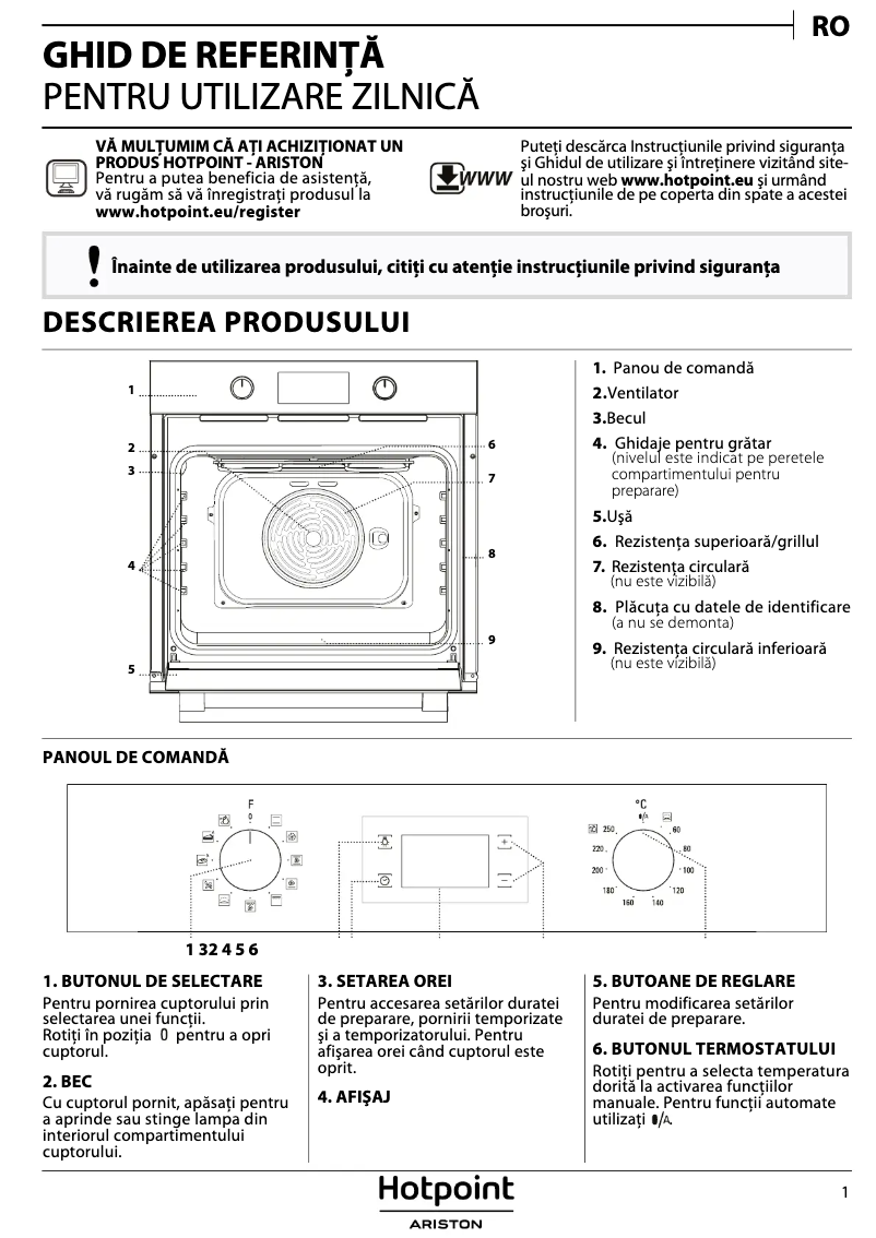 Page n°1 - Manuel d'utilisation et d'entretien Hotpoint FA2 844 H IX HA