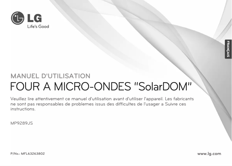 Page n°1 - Manuel utilisateur LG MP9289JS