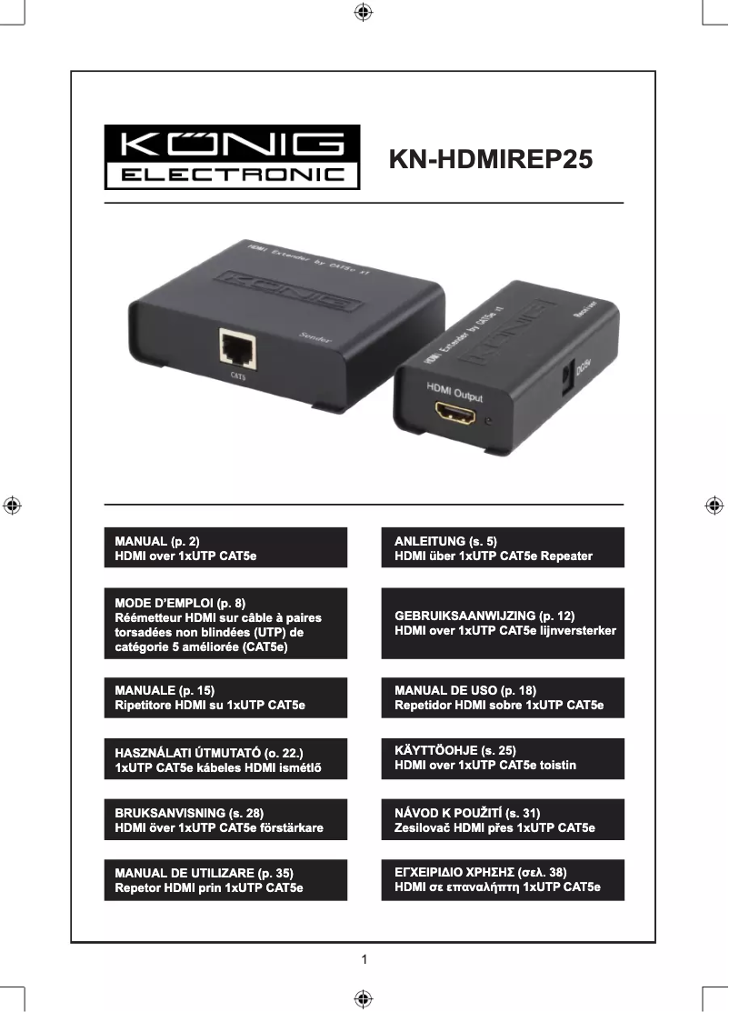 Page n°1 - Manuel utilisateur Konig KN-HDMIREP25