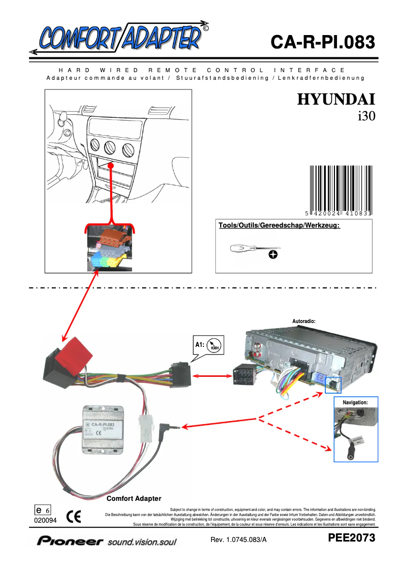 Page 1 de la notice Manuel utilisateur Pioneer CA-R-PI.083