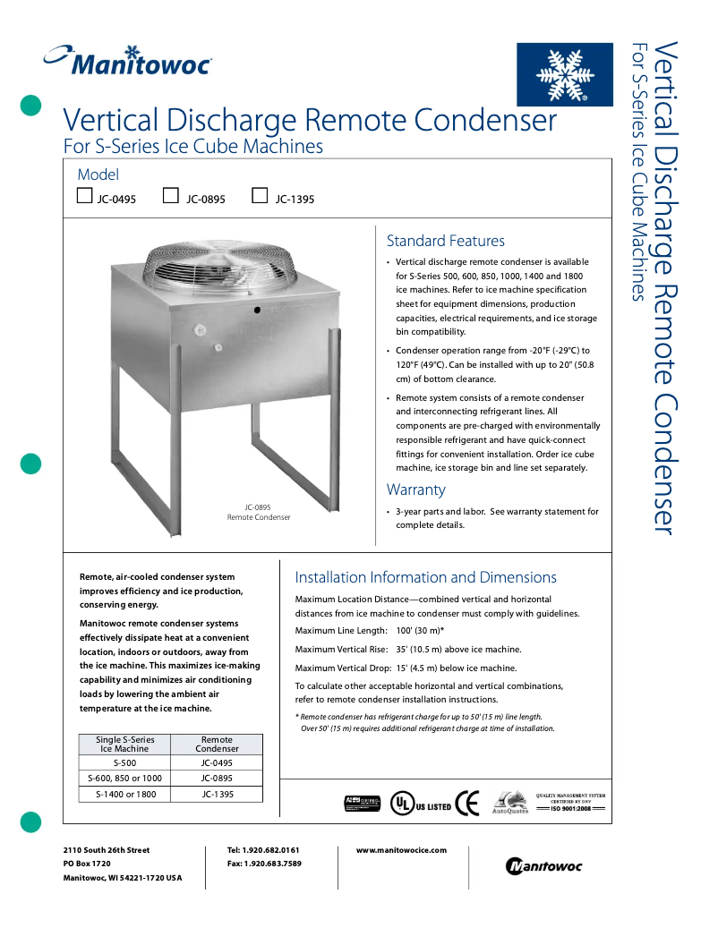 Page 1 de la notice Manuel utilisateur Manitowoc JC-0895