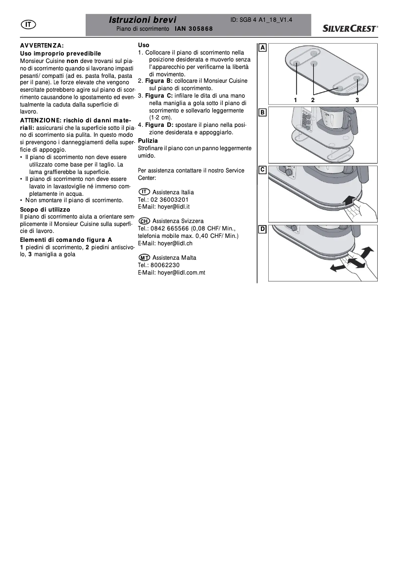 Page n°1 - Manuel utilisateur SilverCrest SGB 4 A1