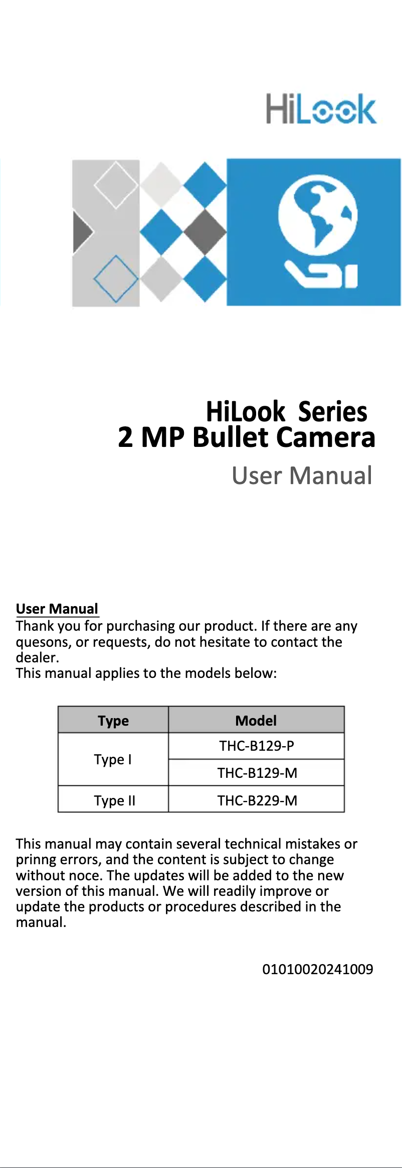 Page 1 de la notice Manuel utilisateur Hikvision THC-B129-M