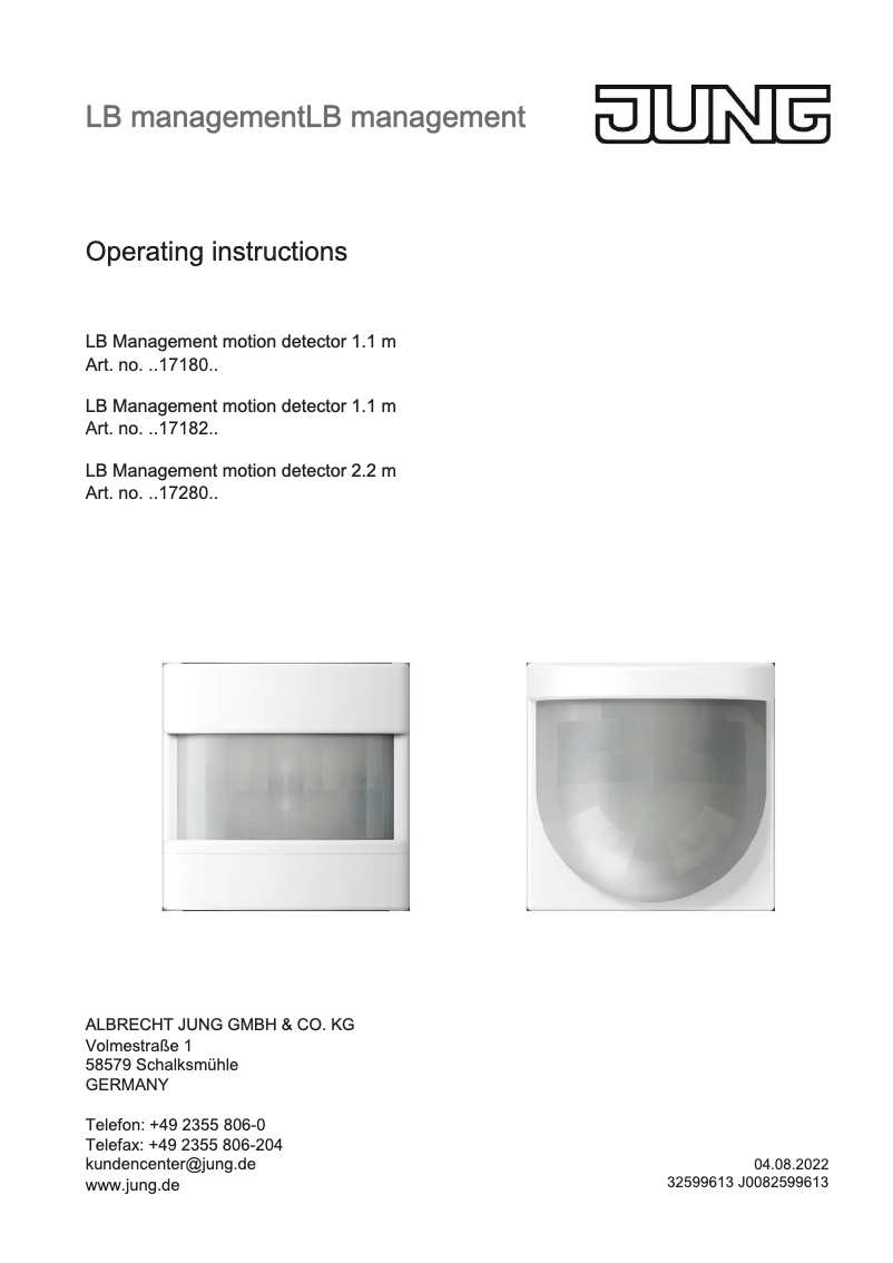 Page 1 de la notice Manuel utilisateur JUNG LS17182