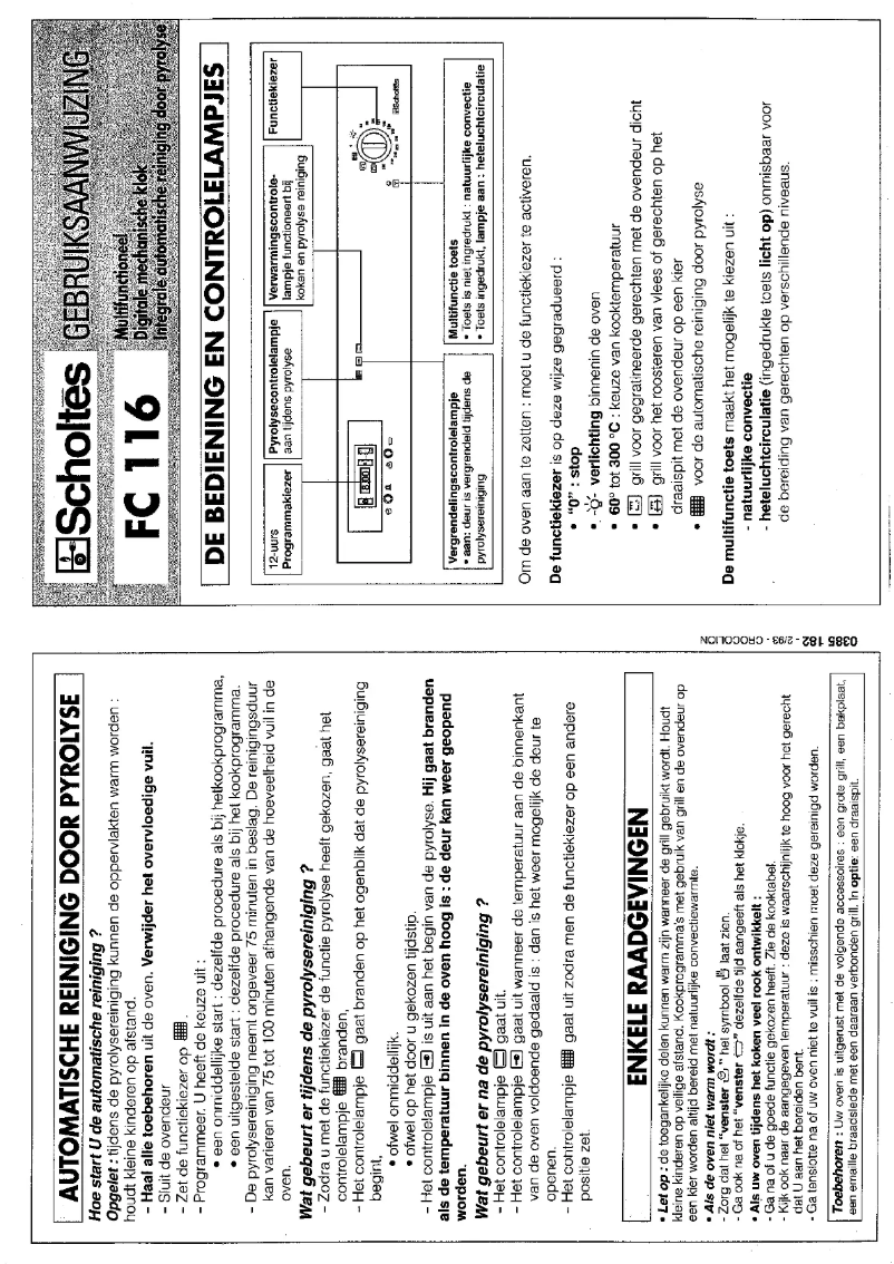 Page 1 de la notice Manuel utilisateur Scholtès FC 116
