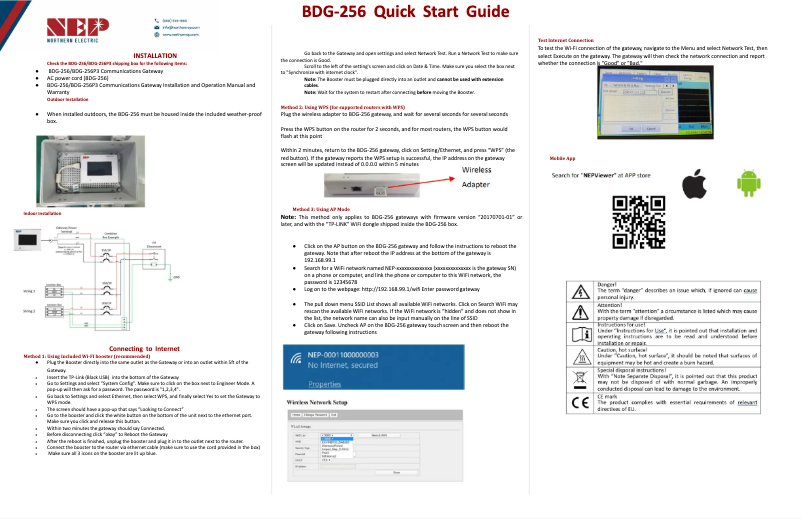 Page 1 de la notice Guide de démarrage rapide NEP BDG-256