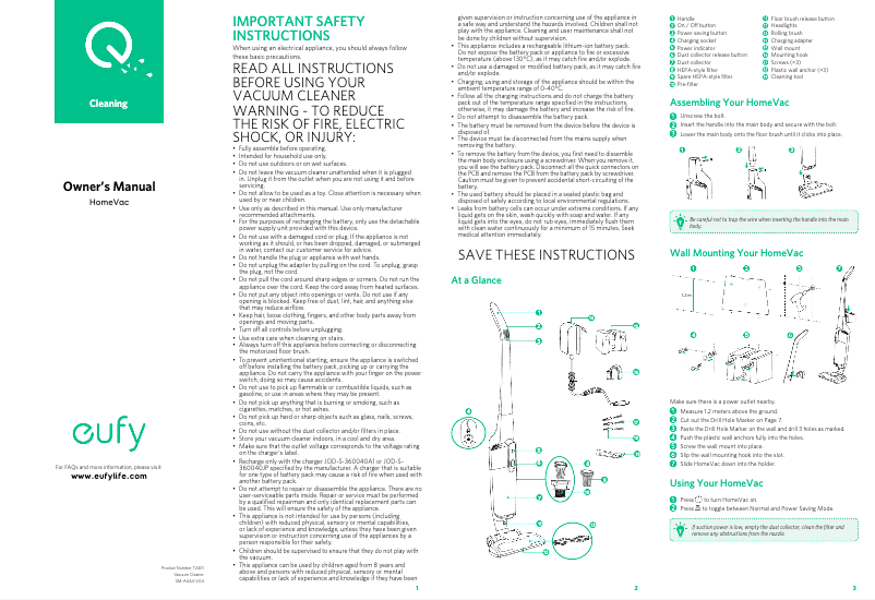 Page n°1 - Manuel utilisateur Eufy HomeVac
