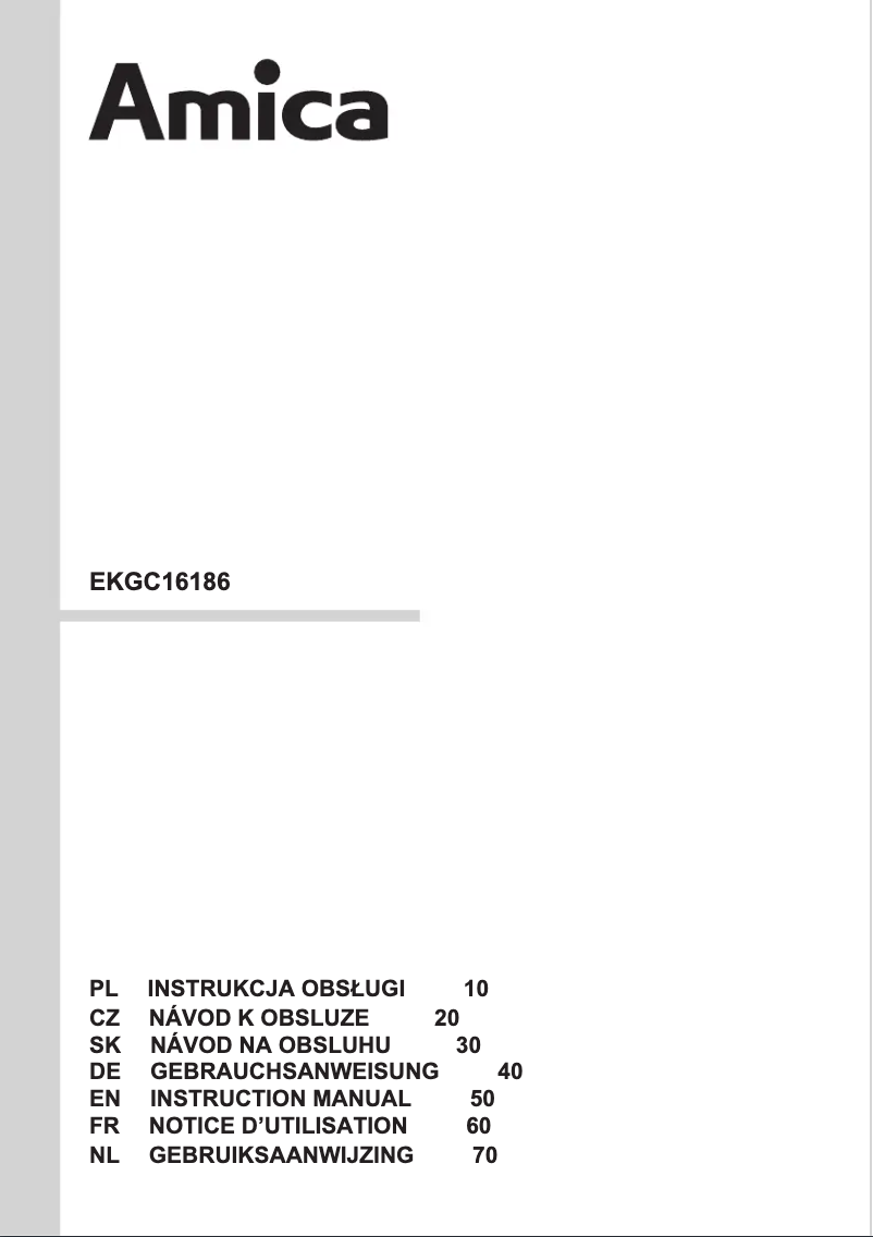 Page 1 de la notice Manuel utilisateur Amica EKGC16186