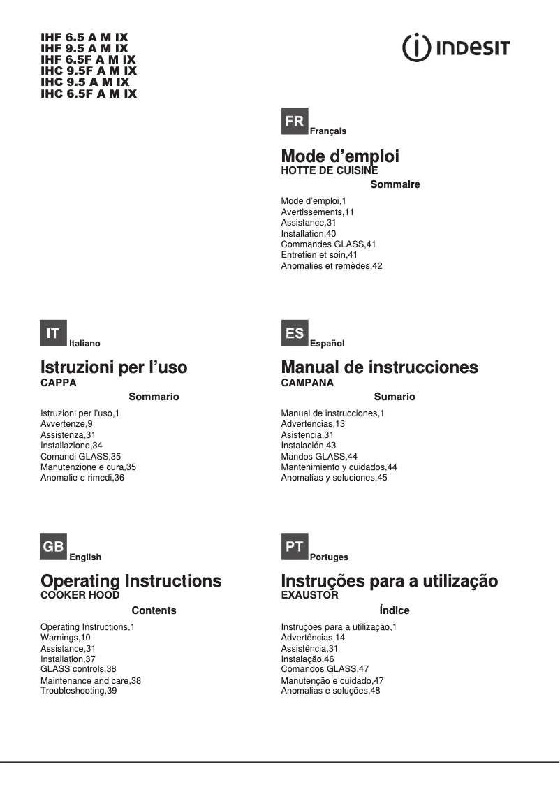 Image de la première page du manuel de l'appareil IHF 9.5 A M IX