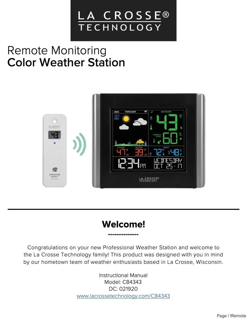 Image de la première page du manuel de l'appareil C84343