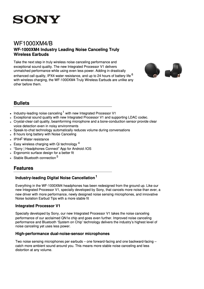 Image de la première page du manuel de l'appareil WF-1000XM4