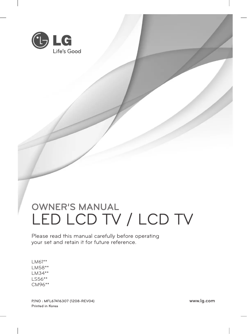 Page n°1 - Manuel utilisateur LG 47LM580S