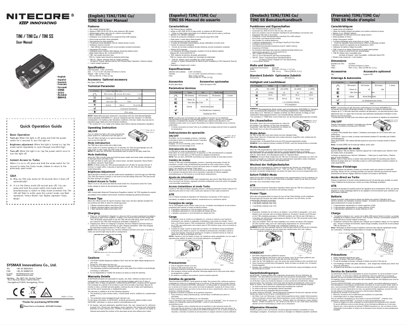Image de la première page du manuel de l'appareil TINI