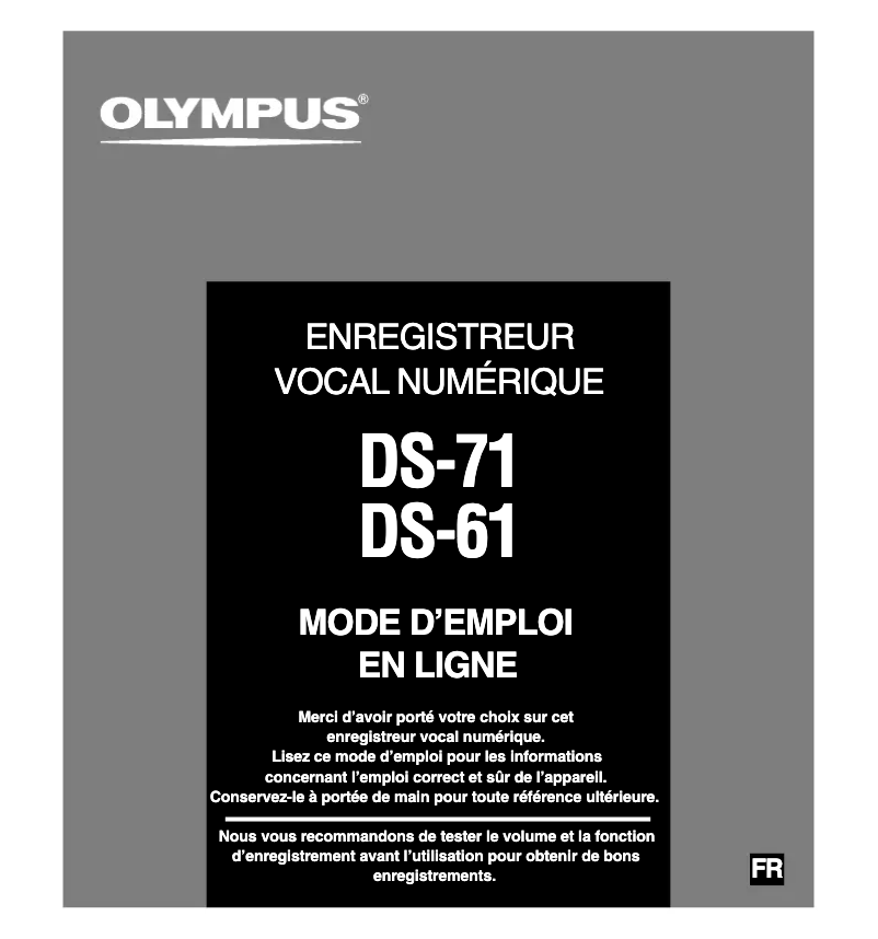 Page 1 de la notice Manuel utilisateur Olympus DS-71