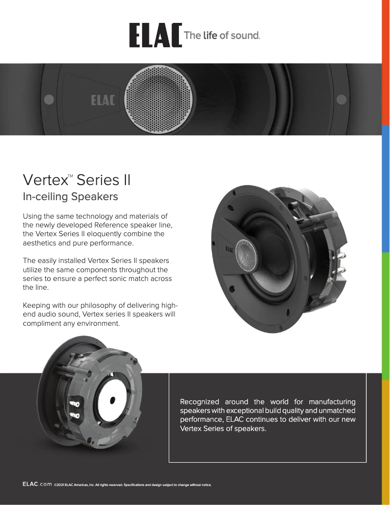 Page n°1 - Fiche technique ELAC Vertex II IC-V82-W