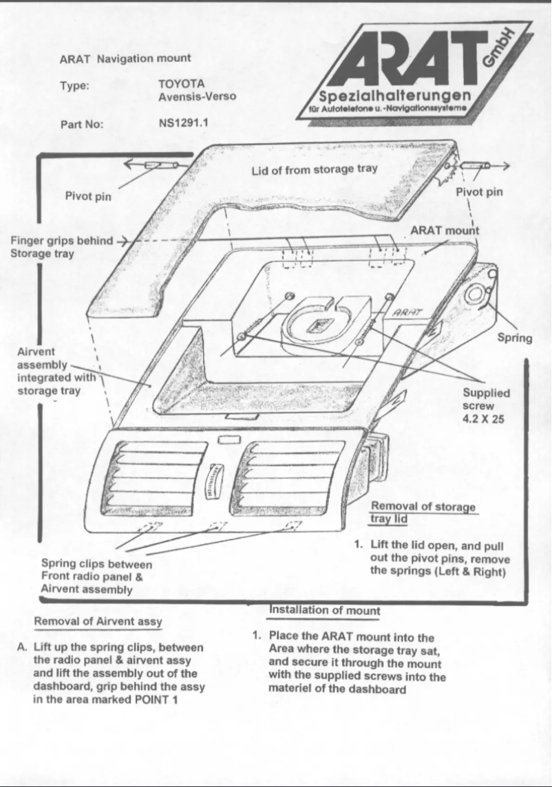 Page 1 de la notice Manuel utilisateur Arat NS1291.1