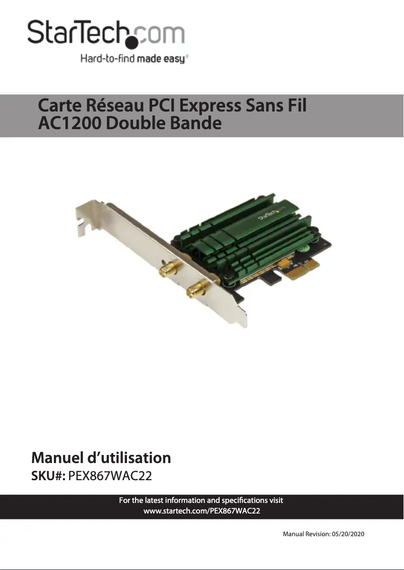 Page 1 de la notice Manuel utilisateur StarTech.com PEX867WAC22