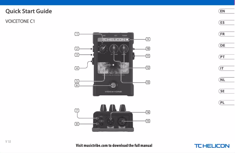 Page n°1 - Guide de démarrage rapide TC Helicon VoiceTone C1