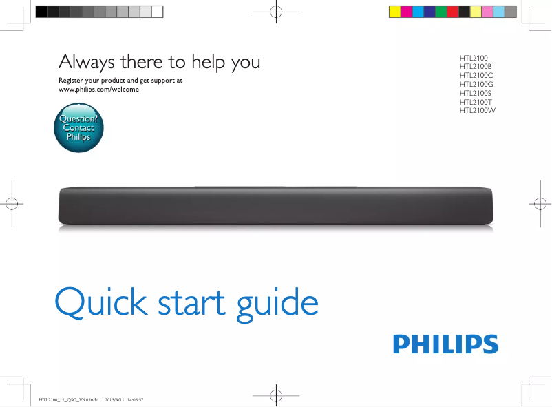Page 1 de la notice Guide de démarrage rapide Philips HTL2100