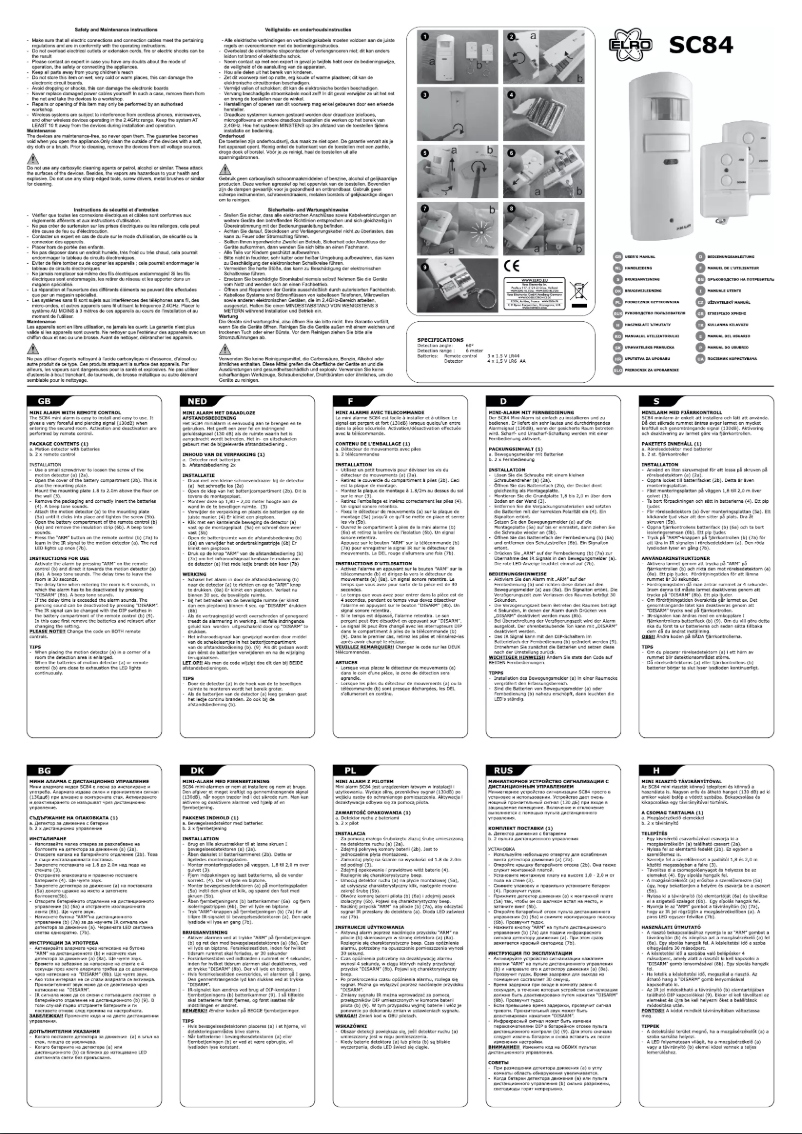 Page n°1 - Manuel utilisateur Elro SC84