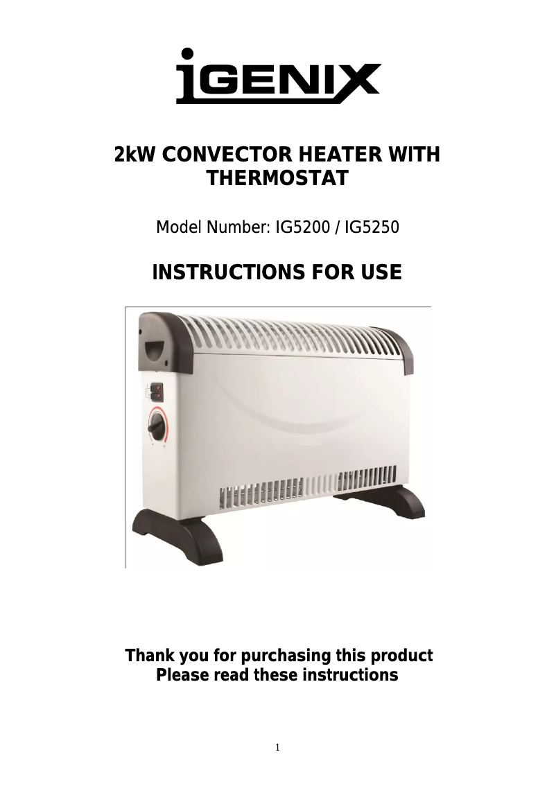 Page 1 de la notice Manuel utilisateur Igenix IG5200