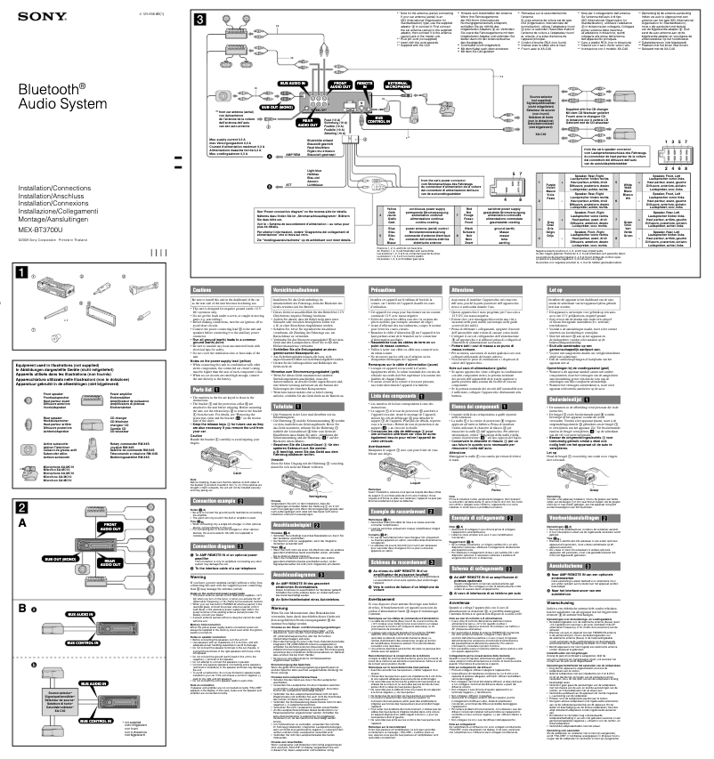 Image de la première page du manuel de l'appareil MEX-BT3700U