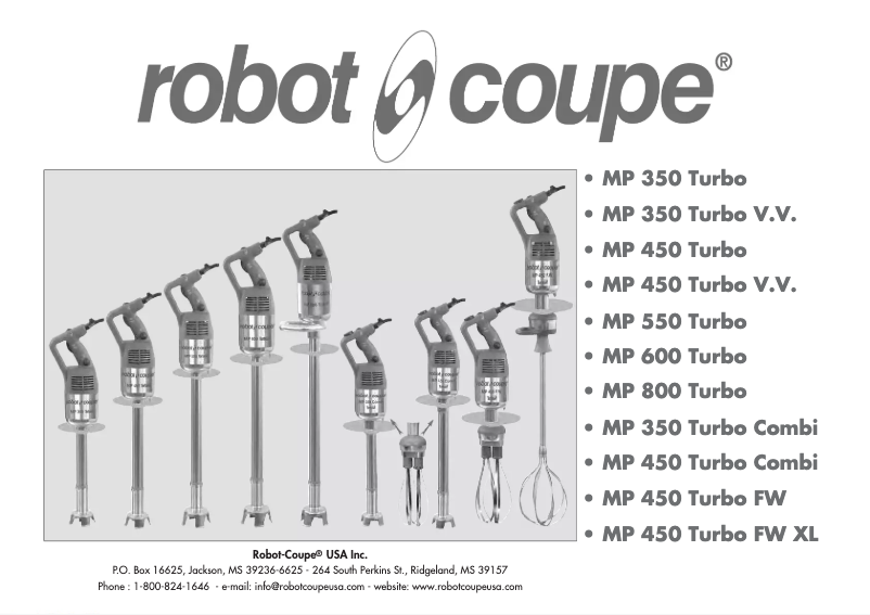 Page n°1 - Manuel utilisateur Robot Coupe MP 450 Turbo FW XL