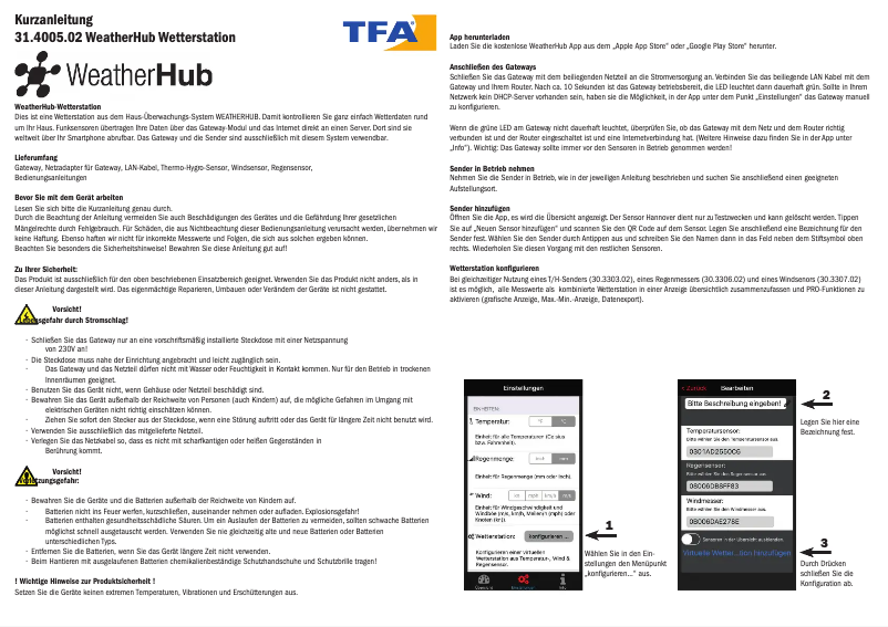 Page 1 de la notice Manuel utilisateur TFA WeatherHub 31.4005.02