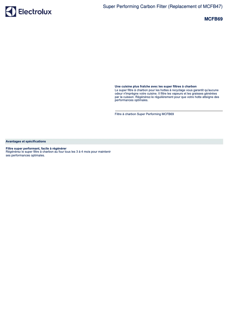 Página 1 del manual Ficha técnica AEG MCFB69