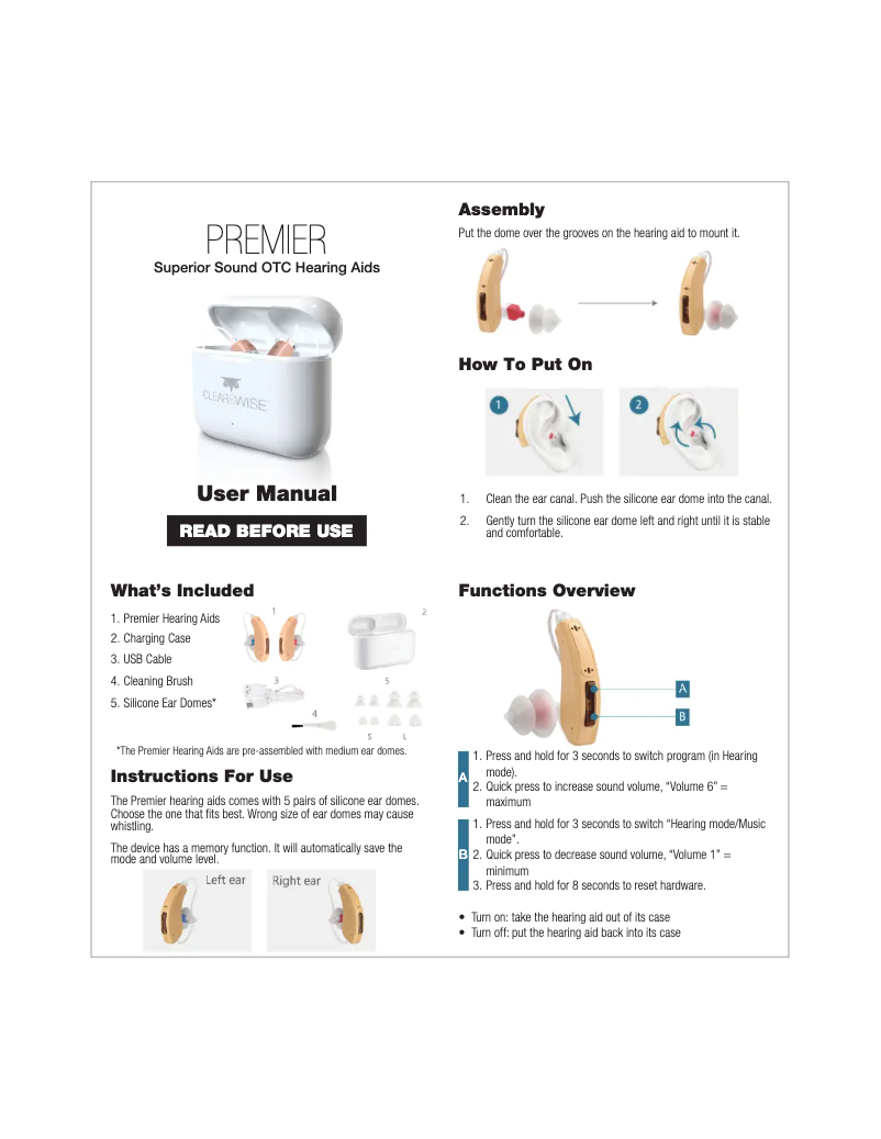 Page 1 de la notice Manuel utilisateur CLEAR&WISE Premier