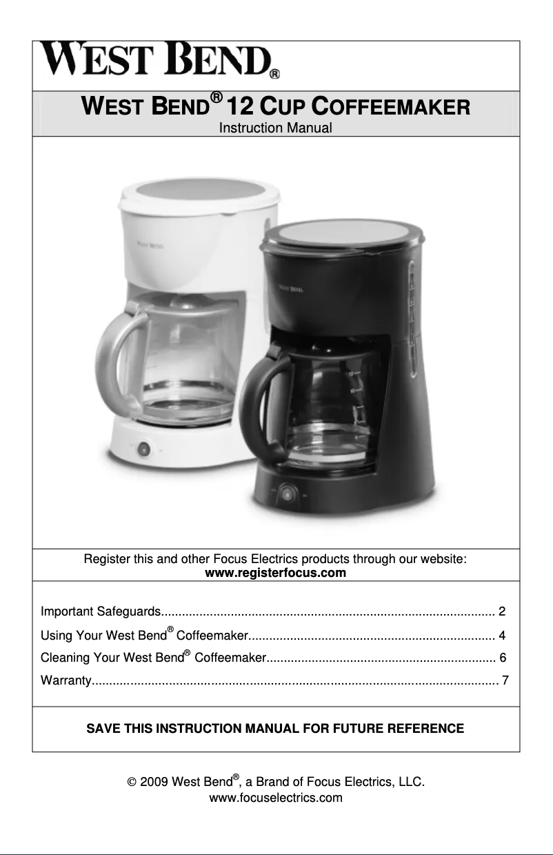 Page n°1 - Manuel utilisateur WestBend 56310