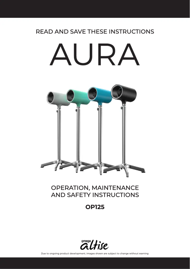 Page n°1 - Manuel utilisateur Omega Altise OP125