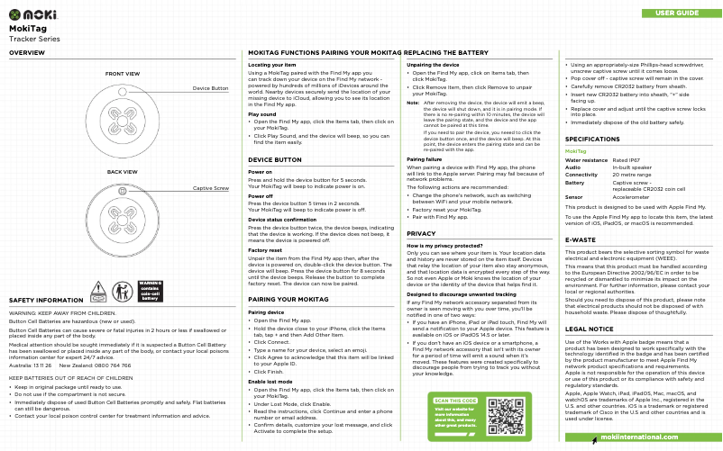 Image de la première page du manuel de l'appareil Tag