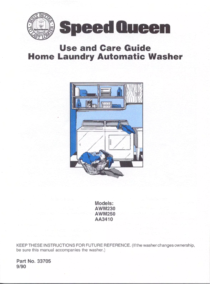 Page n°1 - Manuel utilisateur Speed Queen AWM230W