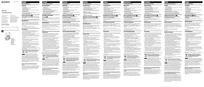 Page n°1 - Manuel utilisateur Sony MDR-XB300