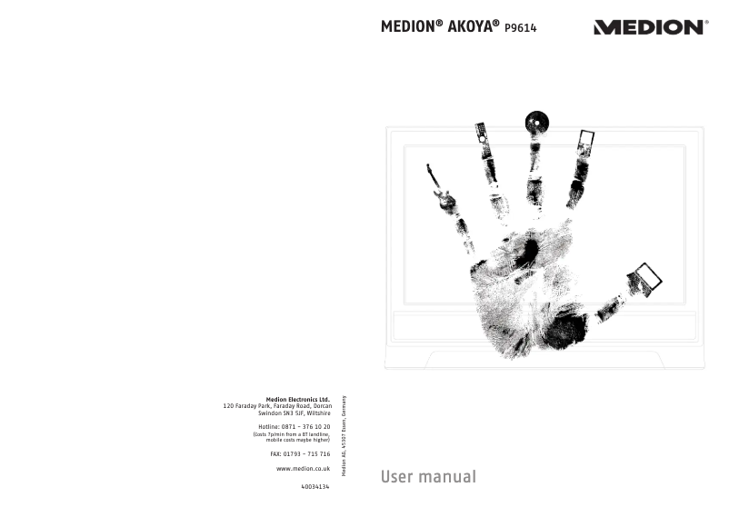 Image de la première page du manuel de l'appareil Akoya P9613 (MD 97339)