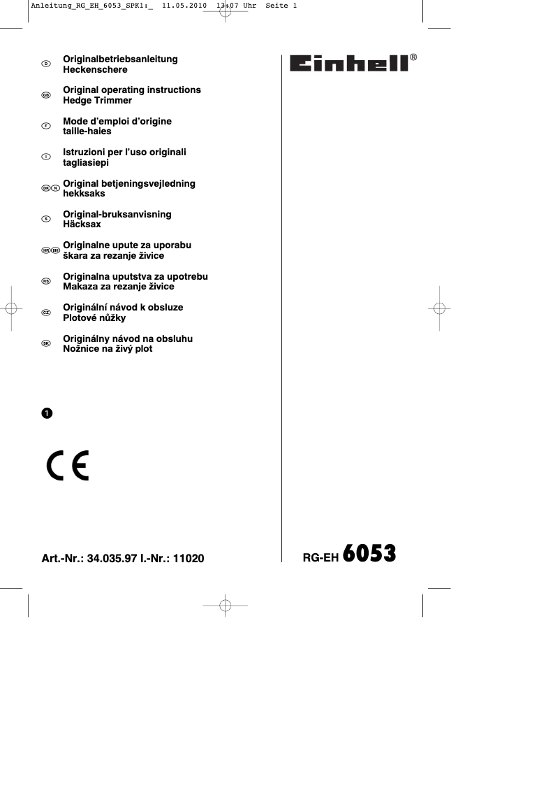 Image de la première page du manuel de l'appareil RG-EH 6053